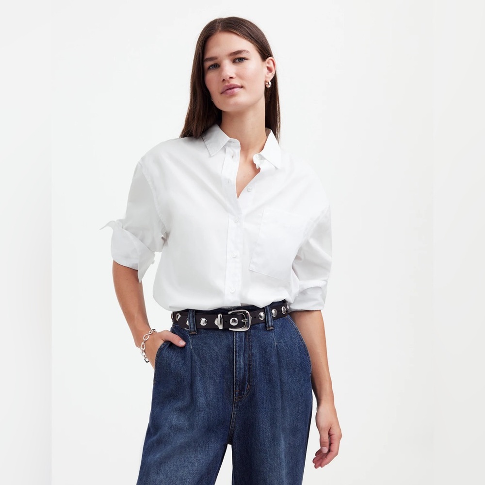 Madewell White Relaxed Button-Up Long Sleeve Shirt Women’s Size X-Small